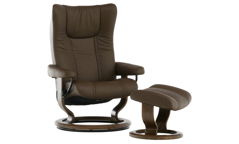 Stressless Wing Chesnut Chair and Ottoman (Medium)